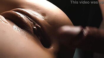 close-up pussyfucking and creamy fuck with wet shaved pussy