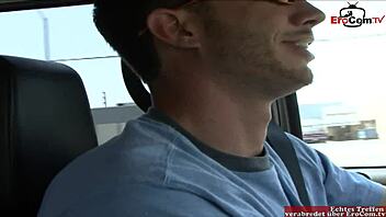 Voluptuous black-haired woman with assets gets picked up on the street