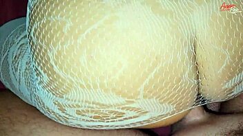 I quietly fucked the stepmother with handjob and footjob while her husband was behind the wall.