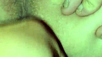 Playing With Her Hairy Pussy Bent Over to See All the Pink