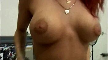 Big titty redhead teen does first porn with MILF hunter, clothes ripped for monster cock.