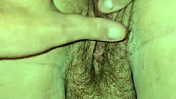 Playing With Her Hairy Pussy Bent Over to See All the Pink