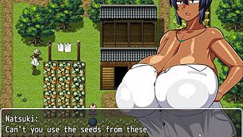 The alluring Tanned girl Natsuki indulges in the pleasures of a naked bath after engaging with the flirtatious villagers in the latest episode of the Hentai game.