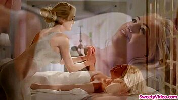 A masseuse eats the pussy of her virgin customers