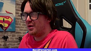 Geek With Glasses Blowjob From Two Girls