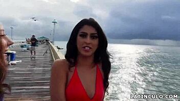 Latinas Sophia Leone And Mandy Flores Have Lesbian Sex On Beach!