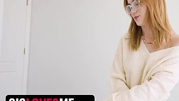 Ginger babe Sage Fox gives a sloppy blowjob in Sislovesme video