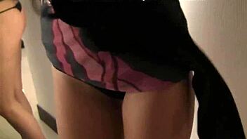 a real raunchy couple has hard sex in the public restroom