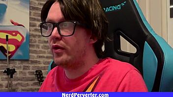 Geek With Glasses Blowjob From Two Girls