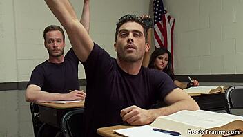 Does the shemale student dominate in police academy?
