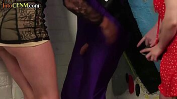 Cfnm elegant milf n babes jerking cock in femdom hj group?