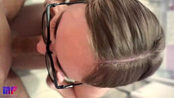 Glasses-clad step sister gives an amazing blowjob