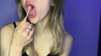 imagine you are this blonde pornstar lollypop sucking solo