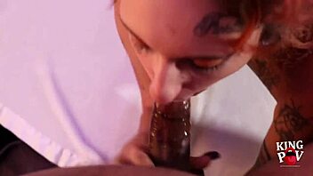 Gia Lovey slobbers on my cock before intense fucking.