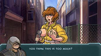 Brunette hentai babe lactates milk during orgasm in game