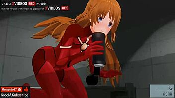 Animated Asuka's sensual footjob and masturbation guide in uncensored hentai