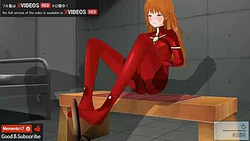 Animated Asuka's sensual footjob and masturbation guide in uncensored hentai