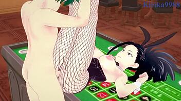 Mina Ashido And Momo Yaoyorozu Bunny Girl Intense Sex With Izuku Midoriya