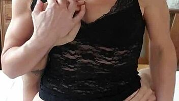 hot milf in stockings lingerie receives muff diving ass licking