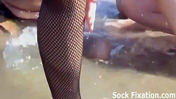 Watch us get all wet in our stockings