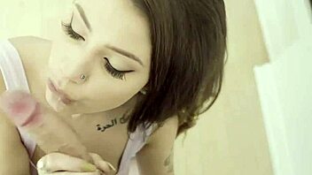 i serviced stepbros cock with my curvy brunette body, getting cum on tits in doggystyle