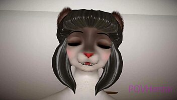 Furry cat enjoys riding wolf's big cock in 3D porn