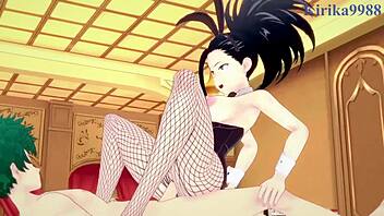 Mina Ashido And Momo Yaoyorozu Bunny Girl Intense Sex With Izuku Midoriya