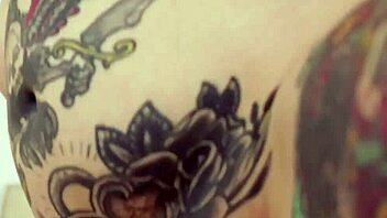 Busty tattooed lesbian farrah paws fucks hard with shaved pussy and piercing