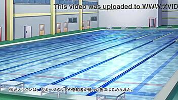 Japanese swim instructor gets her bubble butt pounded in animated porn