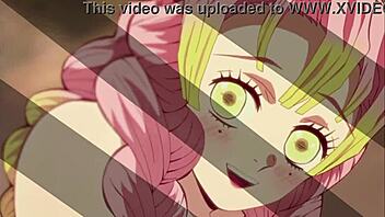 mitsuri and tanjiro having sex with titty fuck and kissing