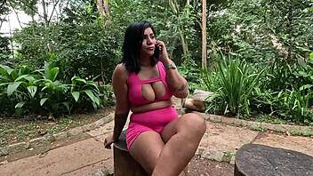 Nympho sweats in park with dripping wet pussy