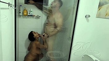 After gym, I took Kel for a shower and finished in her mouth