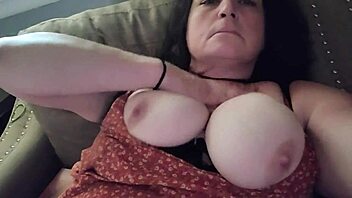 Playing with shaved pussy until i cum close up big tits hairless masturbation 😍