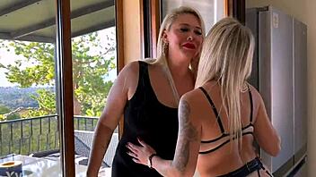 Amazing threesome with monster cock blonde and big natural tits