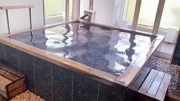 at akiu onsen, hot water soothes bare buttocks.