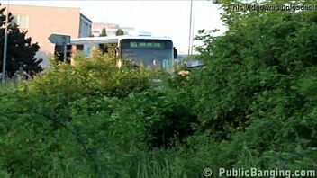 I joined risky public gangbang orgy on street with pretty blonde