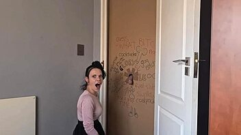 Gloryhole Slut Sucks and Jerks My Dick to Get Through Doorway 😈