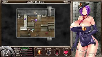In Karryn's Prison hentai game, the girlfriend and step-girlfriend fuck her friends in part 5