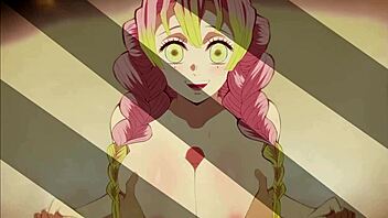 mitsuri and tanjiro having sex with titty fuck and kissing