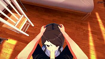 Mika from Girls und Panzer gets POV facial and doggystyle fuck