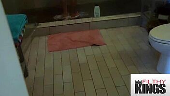 My gorgeous brunette girlfriend lets me fuck her hard after shower in various positions