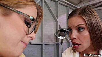 Lesbian in red lingerie anal fists bound babe. Things get wild fast.