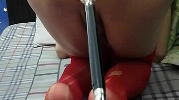 ladyboy yiyi feels intense pleasure during anal masturbation with machine