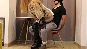 Our first femdom sex with leather gloves and high heels