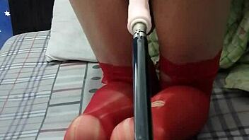 ladyboy yiyi feels intense pleasure during anal masturbation with machine