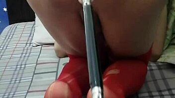 ladyboy yiyi feels intense pleasure during anal masturbation with machine