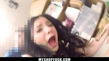 Caught shoplifting, teen bent over in loss prevention office?