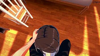 Mika from Girls und Panzer gets POV facial and doggystyle fuck