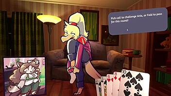 2 Chicks Playing Poker In Furry Strip Poker Game!