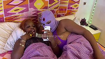 Two lesbian girls exploring with toys and licking.